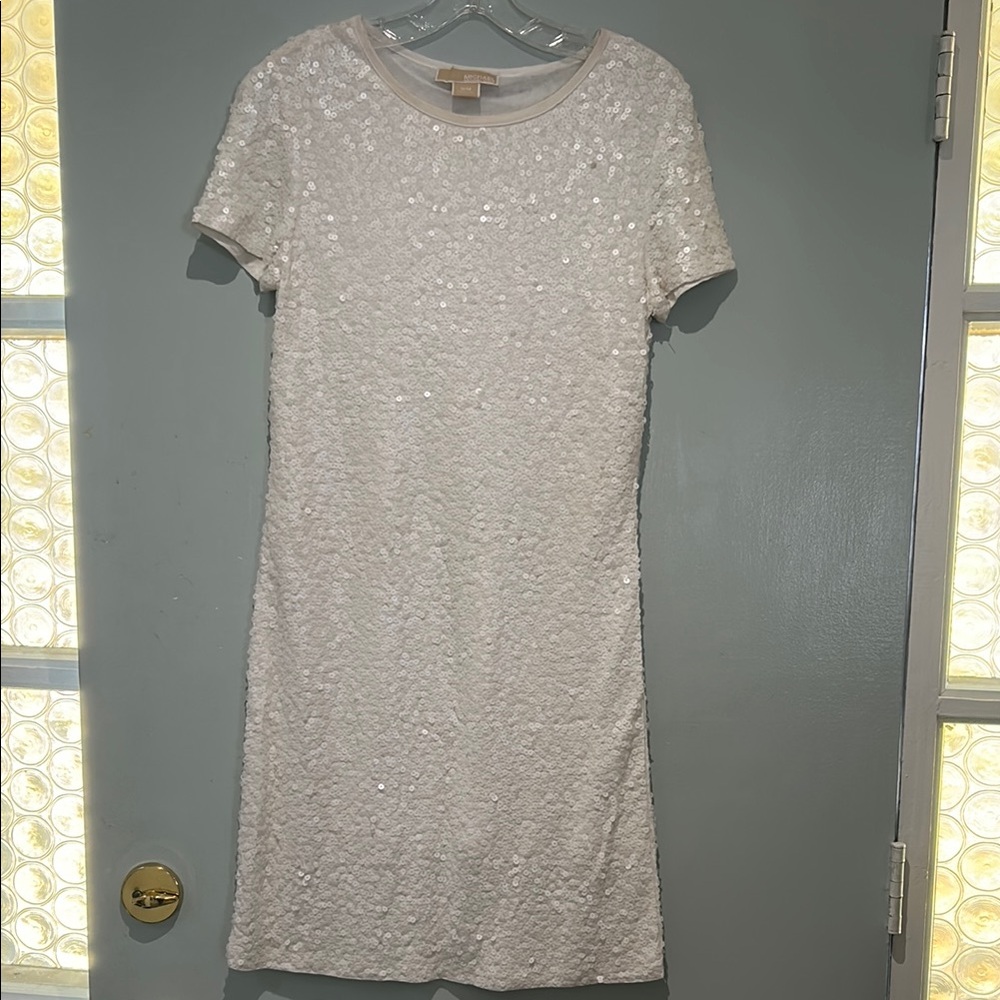 Elegant White Sequin Dress